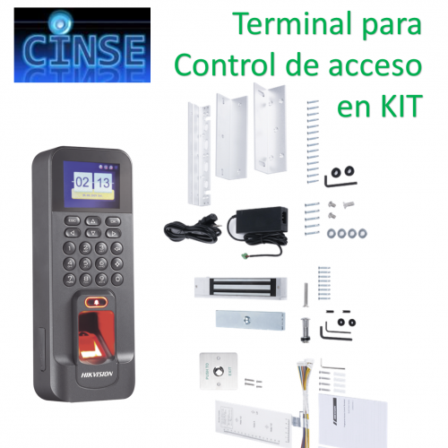 Kit de Control de Acceso TODO INCLUIDO con Lector de Huellas y Tarjetas compatible con App HIKConnec DS-KAS261